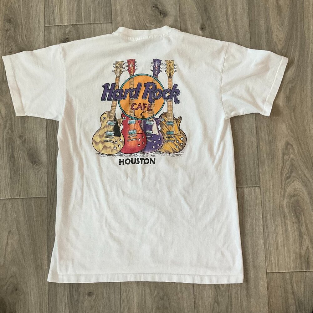 Vtg Hard Rock Cafe Houston Texas T-Shirt Men's Large Guitars Single Stitch USA